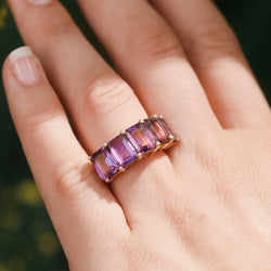 Bague en or jaune et améthystes - Castafiore