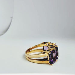 Bague en or jaune et améthystes - Castafiore