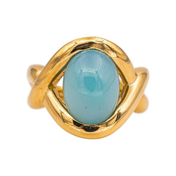 Bague en or jaune et chrysoprase - Castafiore