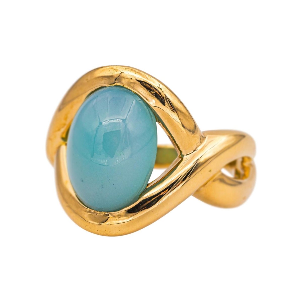 Bague en or jaune et chrysoprase - Castafiore