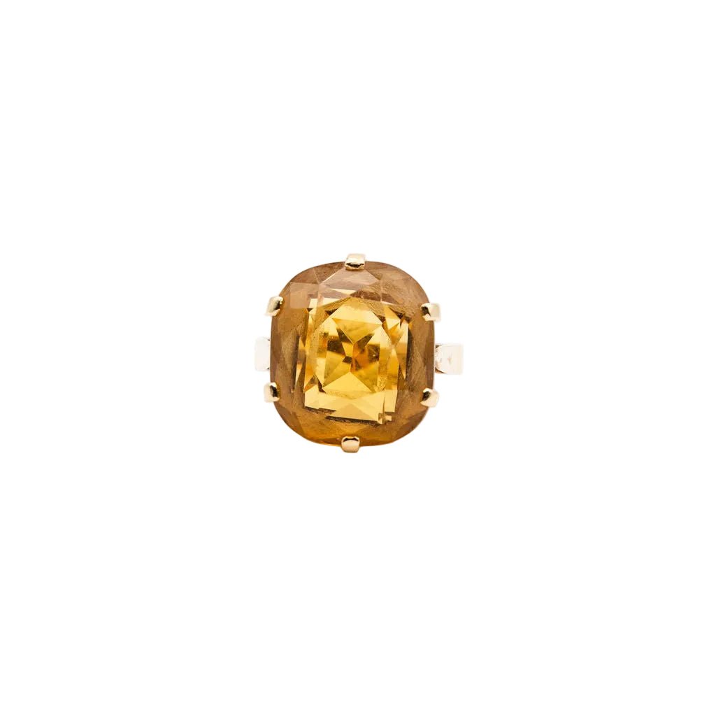 Bague en or jaune et citrine - Castafiore