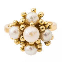 Bague en or jaune et perles - Castafiore