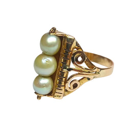 Bague en or jaune et perles de culture, vers 1950 - Castafiore