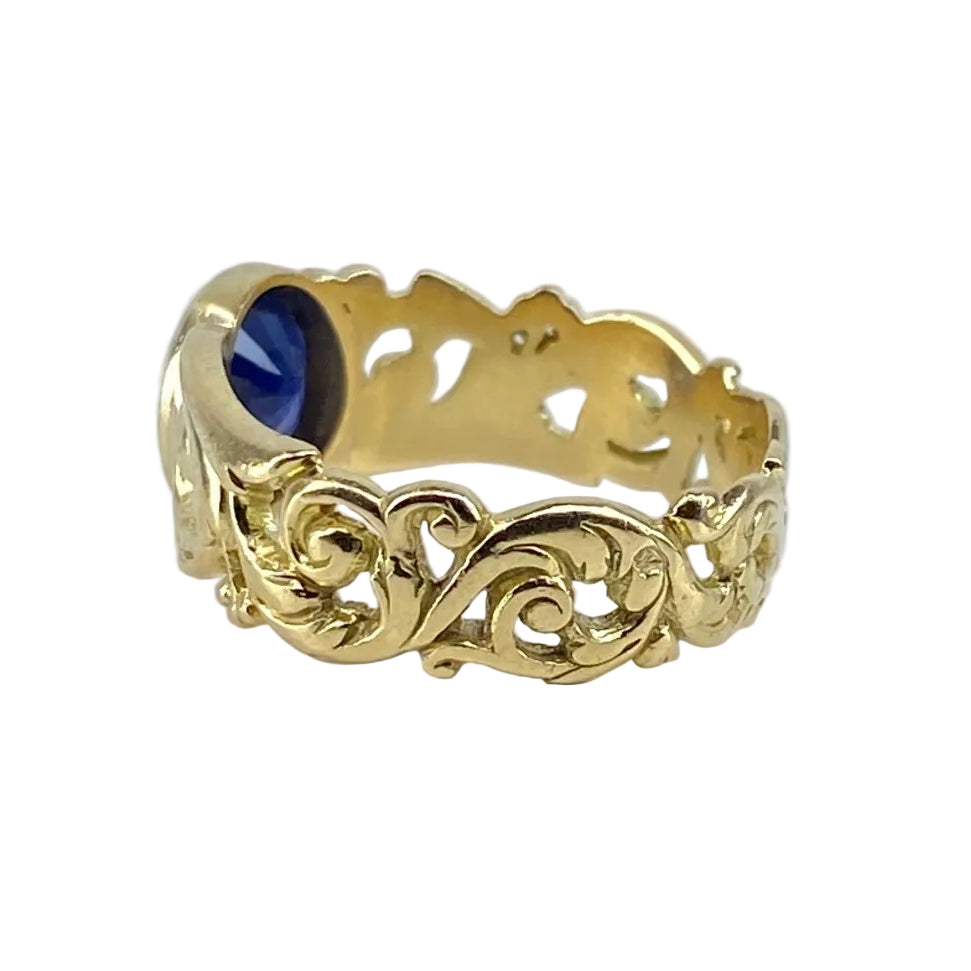 Bague en or jaune et saphir - Castafiore
