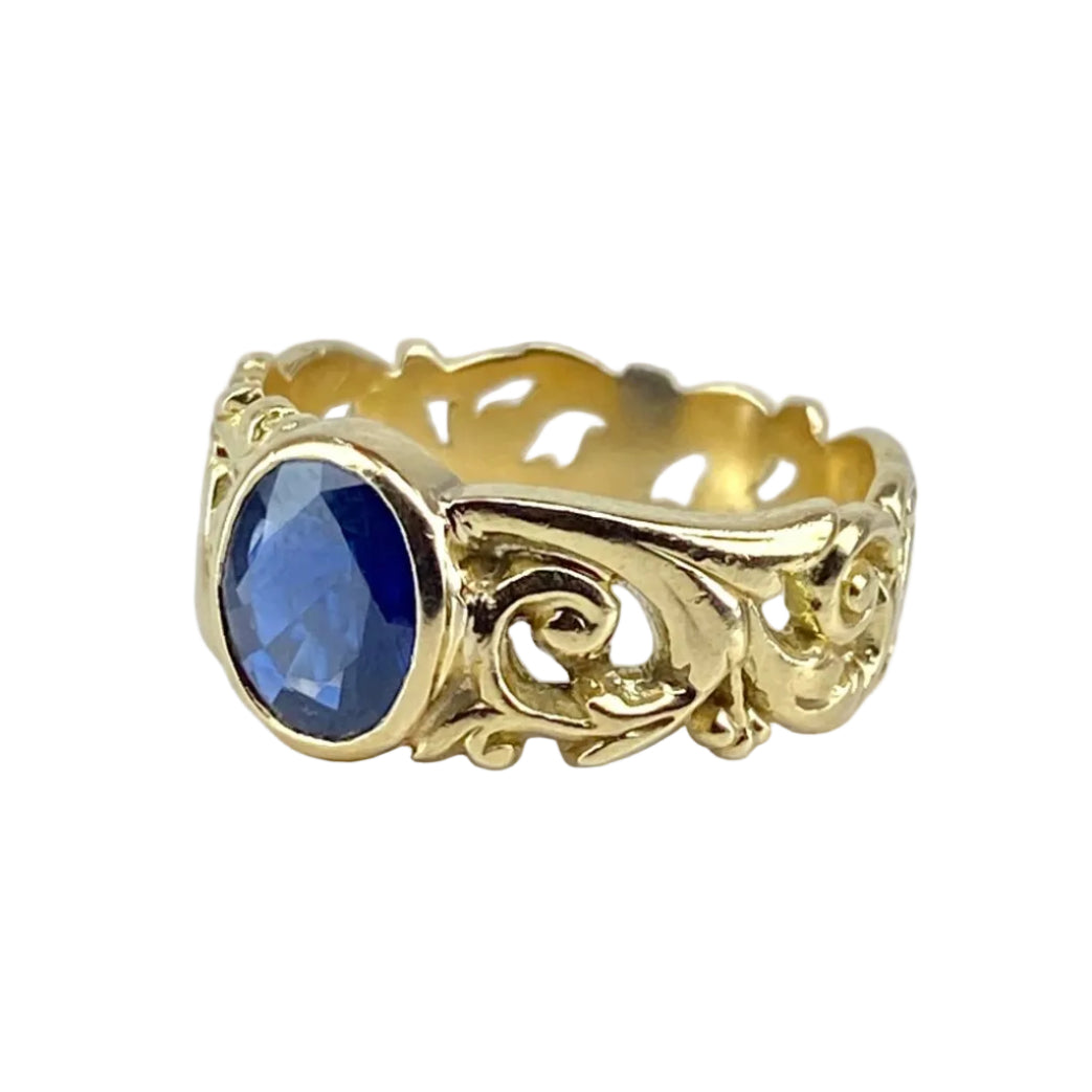 Bague en or jaune et saphir - Castafiore