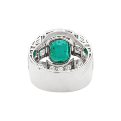 Bague en or jaune, platine, émeraude et diamants - Castafiore