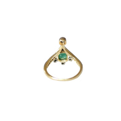 Bague en or jaune, platine, émeraude et diamants - Castafiore