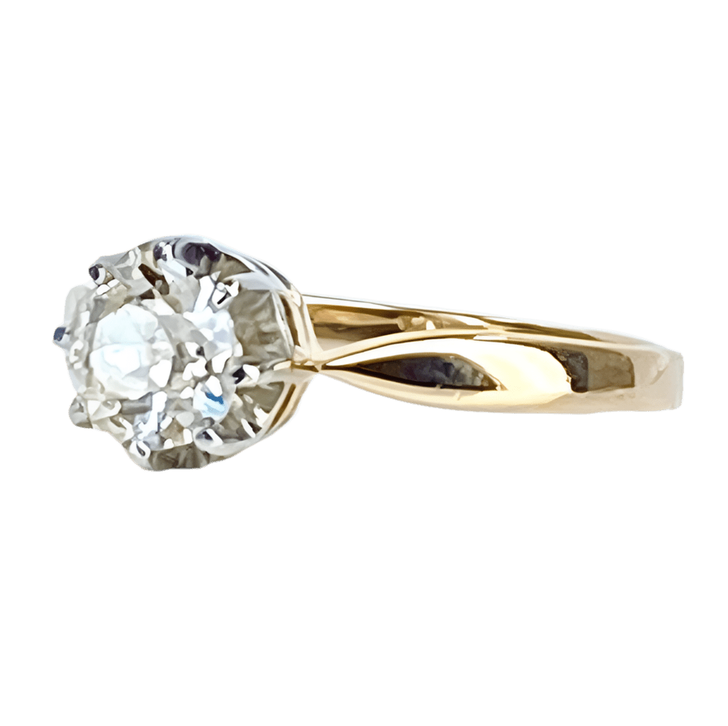 Bague en or jaune, platine et diamant - Castafiore