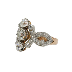 Bague en or jaune, platine et diamants - Castafiore