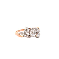 Bague en or jaune, platine et diamants - Castafiore