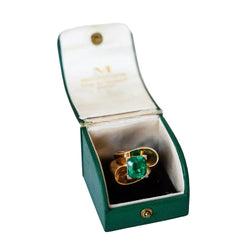 Bague en or jaune, platine et émeraude - Castafiore
