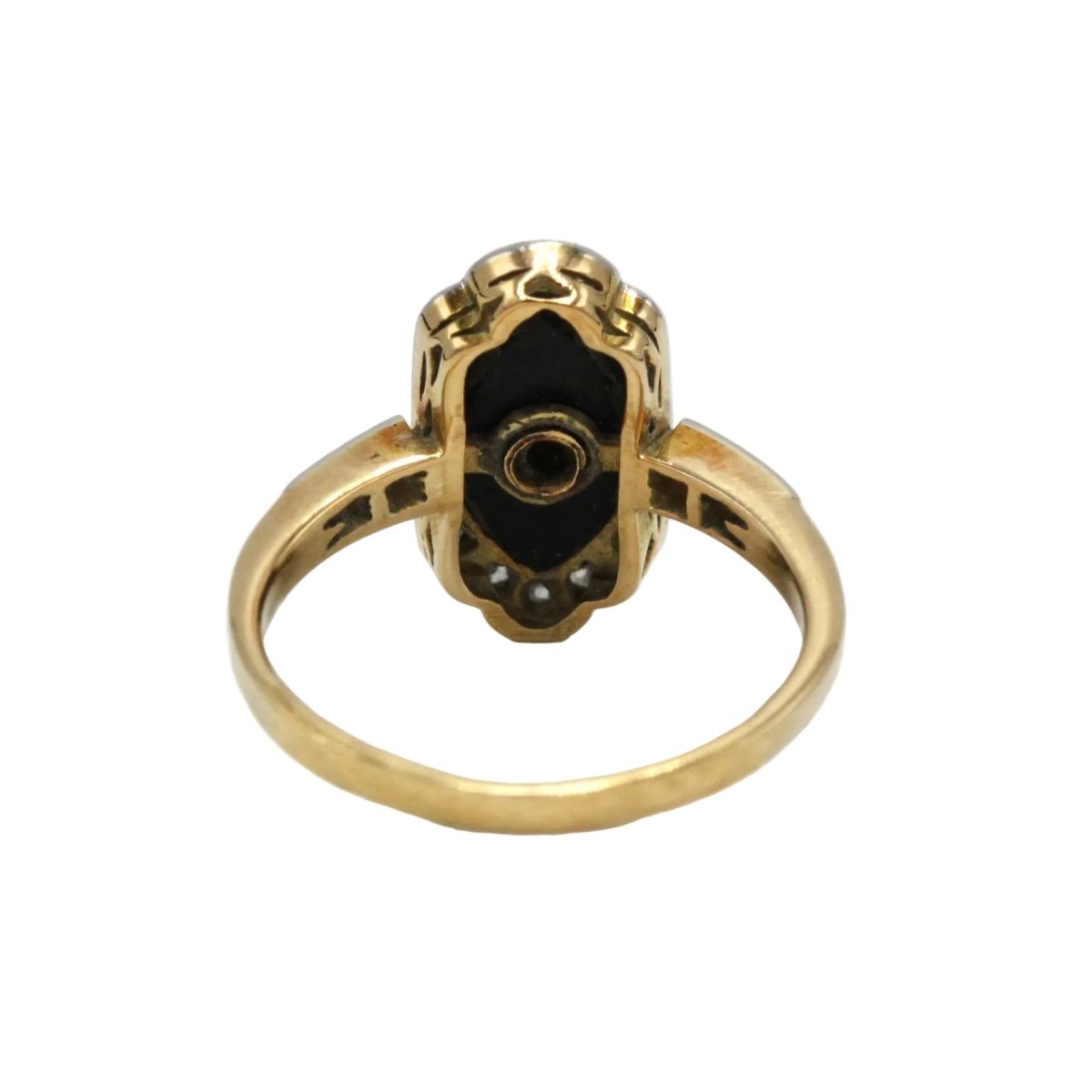 Bague en or jaune, platine, onyx et diamants - Castafiore