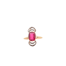 Bague en or jaune, platine, rubis et diamants - Castafiore