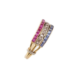 Bague en or jaune, platine, rubis, saphirs, et diamants - Castafiore