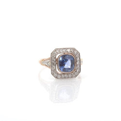 Bague en or jaune, platine, saphir et diamants - Castafiore