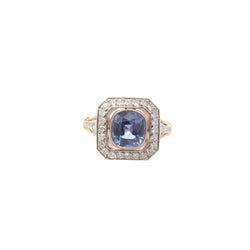 Bague en or jaune, platine, saphir et diamants - Castafiore