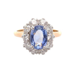 Bague en or jaune, platine, saphir et diamants - Castafiore