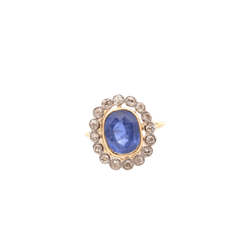 Bague en or jaune, platine, saphir et diamants - Castafiore
