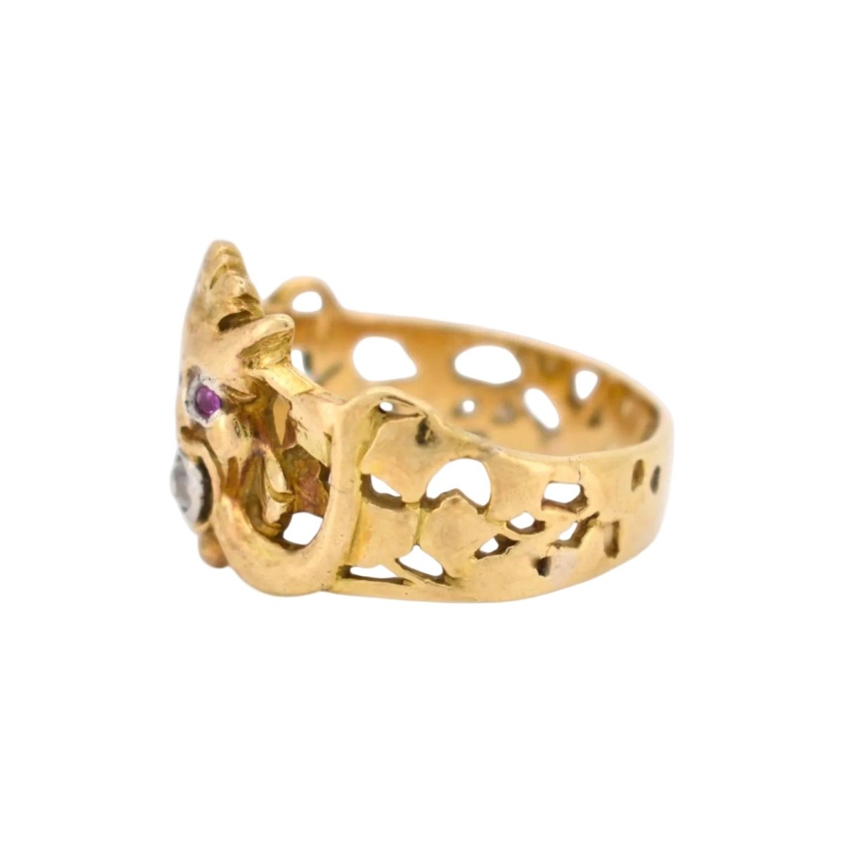 Bague en or jaune, rubis et diamant - Castafiore
