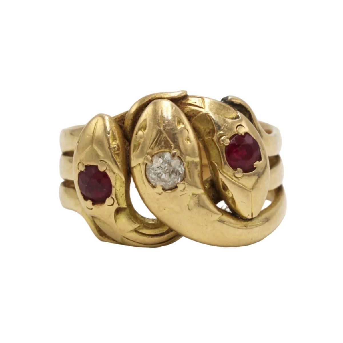 Bague en or jaune, rubis et diamants - Castafiore