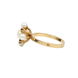 Bague en or jaune, rubis et perles - Castafiore