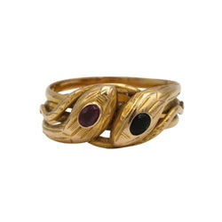 Bague en or jaune, rubis et saphir - Castafiore