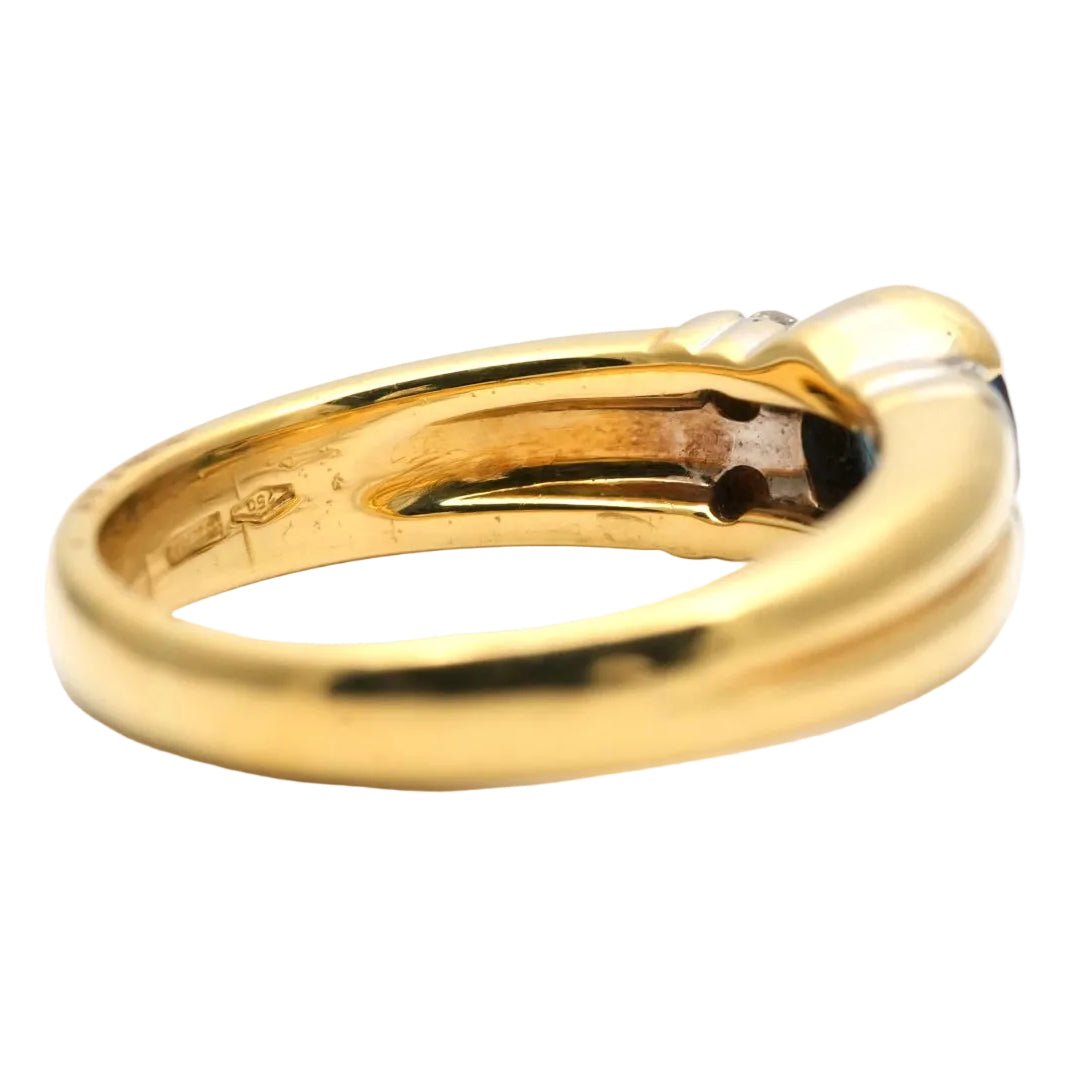 Bague en or jaune, saphir et diamants - Castafiore