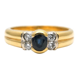 Bague en or jaune, saphir et diamants - Castafiore