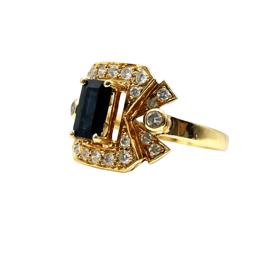 Bague en or jaune, saphir et diamants - Castafiore