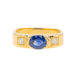 Bague en or jaune, saphir et diamants - Castafiore