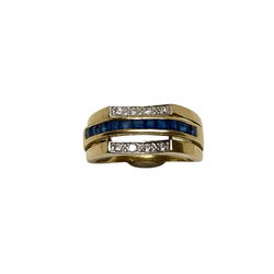 Bague en or jaune, saphirs et diamants - Castafiore
