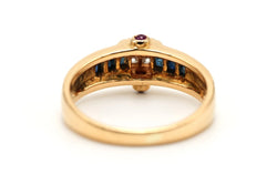 Bague en or jaune, saphirs, rubis et diamants - Castafiore