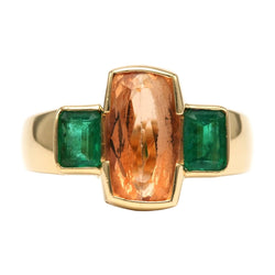 Bague en or jaune, topaze et émeraudes - Castafiore