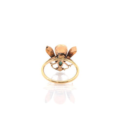 Bague en or jaune, turquoise et perles fines - Castafiore