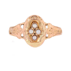 Bague en or rose et perles - Castafiore