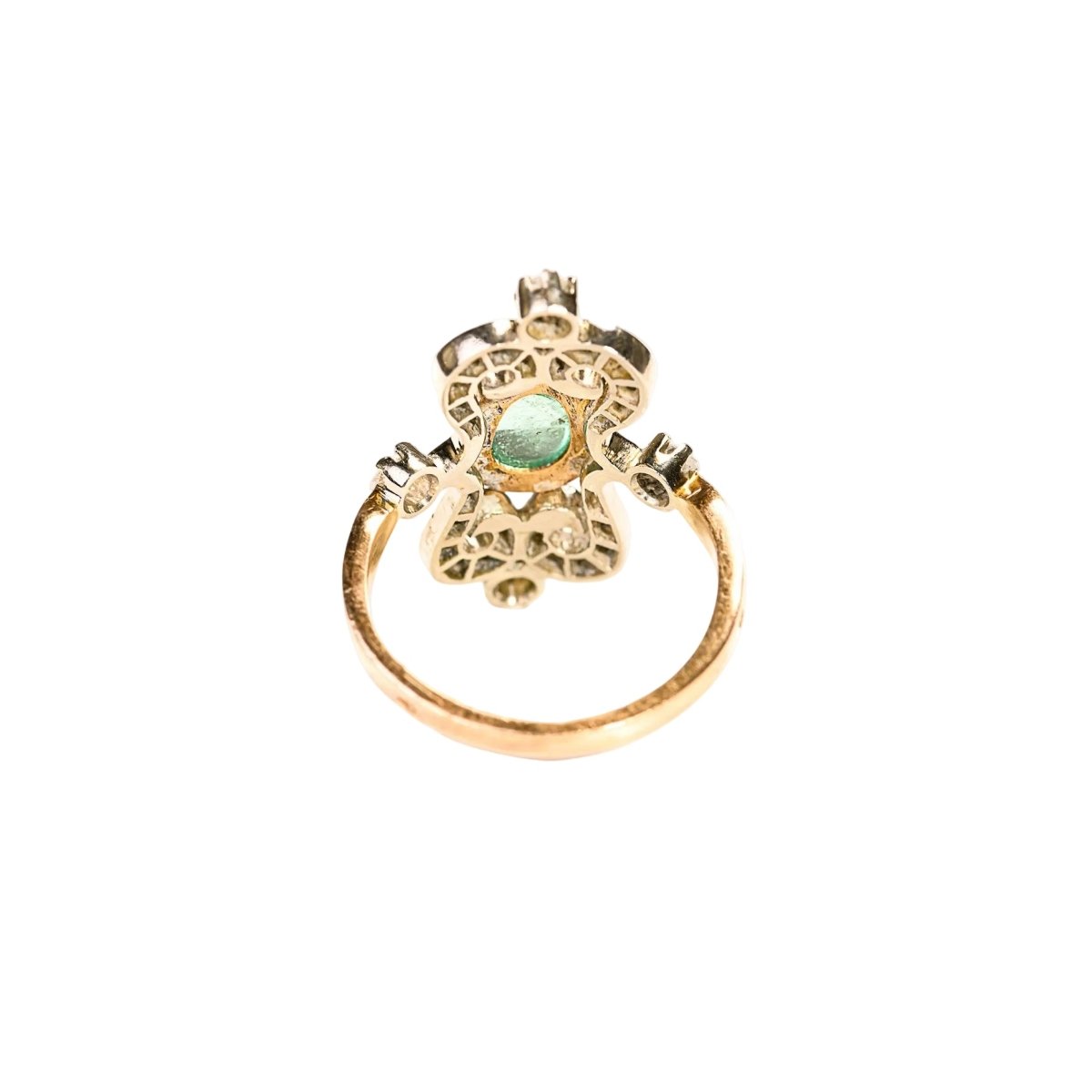 Bague en or rose, platine, émeraude et diamants - Castafiore