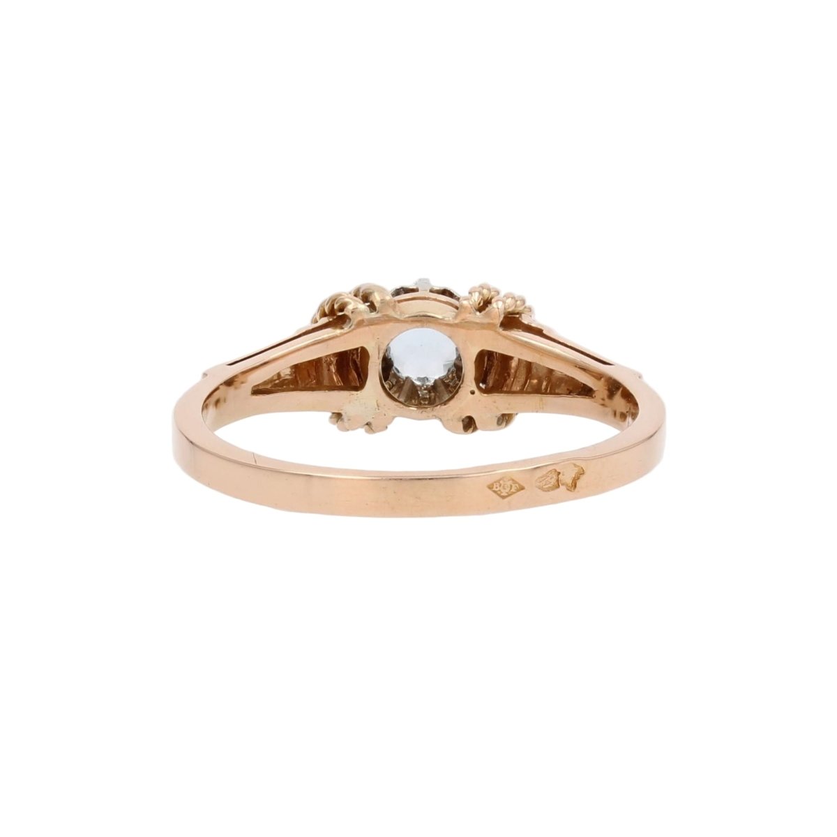 Bague en or rose, platine et aigue - marine - Castafiore