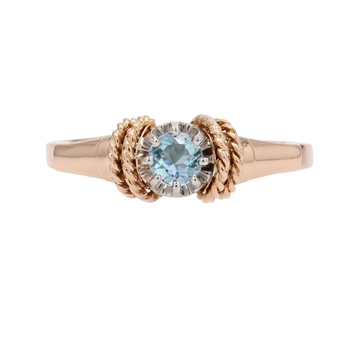 Bague en or rose, platine et aigue - marine - Castafiore