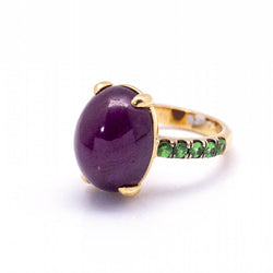 Bague en or rose, tsavorite et rubis - Castafiore