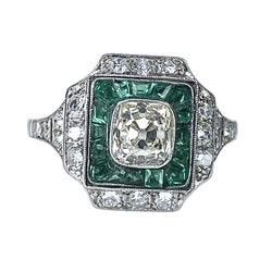 Bague en platine, diamants et émeraudes vers 1900 - Castafiore