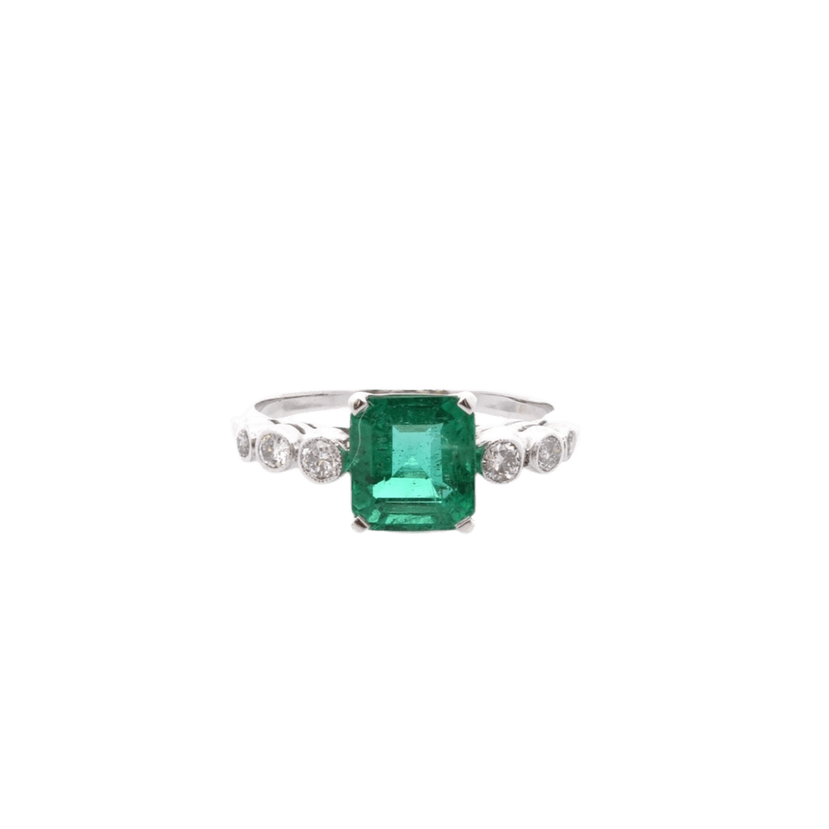 Bague en platine, émeraude et diamants - Castafiore