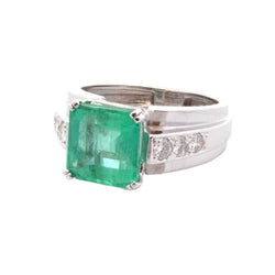 Bague en platine, émeraude, et diamants - Castafiore