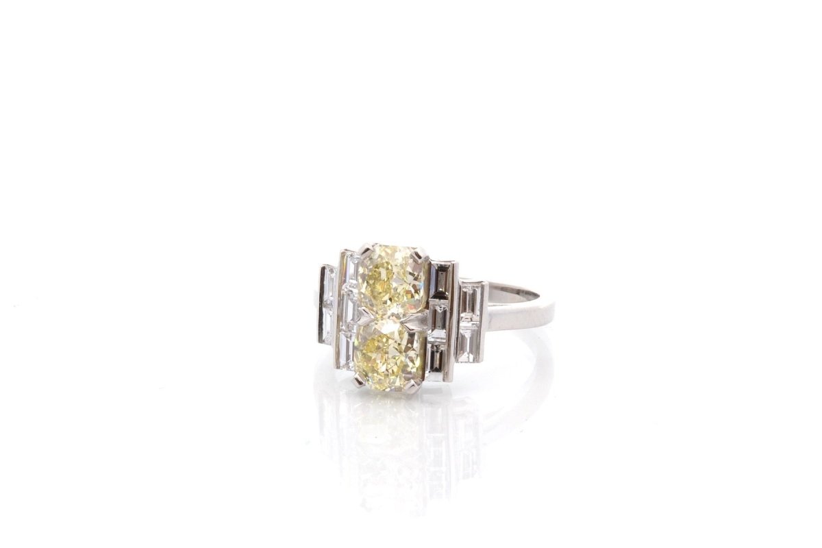 Bague en platine et diamants jaunes fancy light - Castafiore