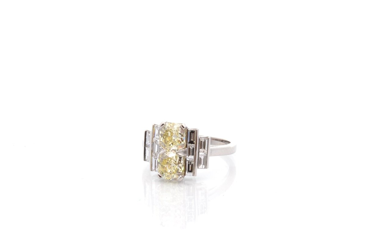 Bague en platine et diamants jaunes fancy light - Castafiore