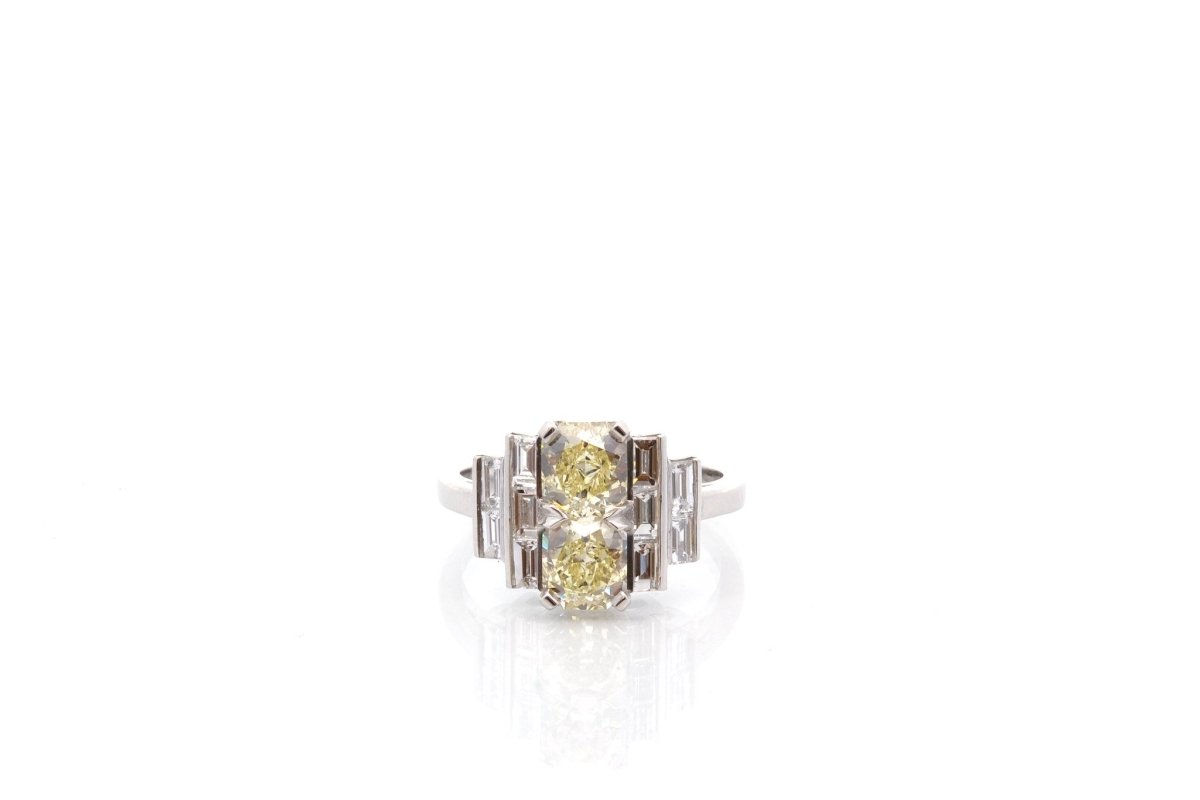 Bague en platine et diamants jaunes fancy light - Castafiore
