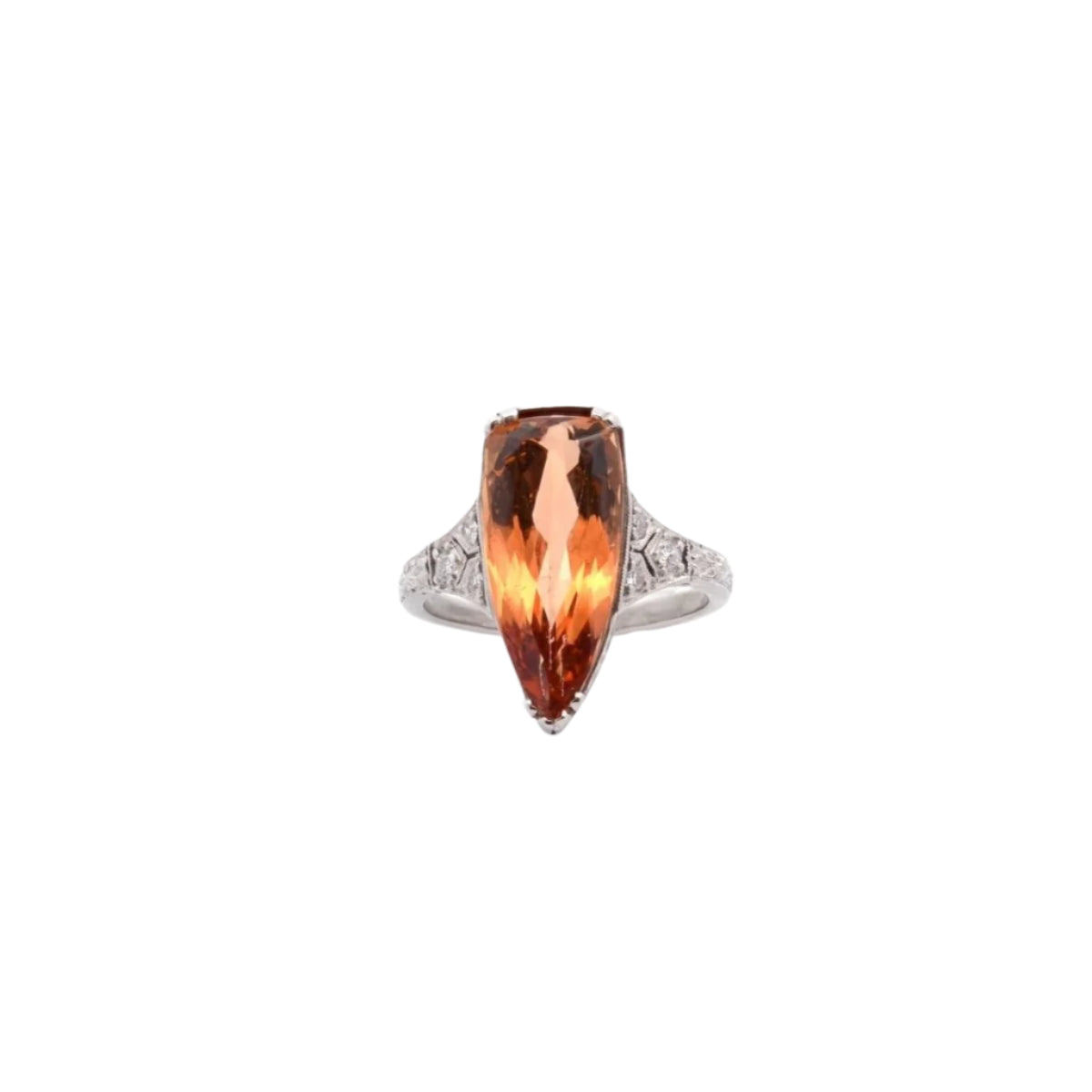 Bague en platine, topaze et diamants - Castafiore