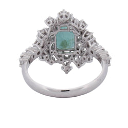 Bague Entourage en or blanc, émeraude et diamants - Castafiore