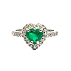Bague Entourage en or blanc, émeraude et diamants - Castafiore