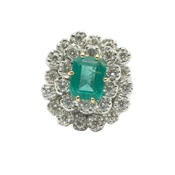 Bague Entourage en or blanc, émeraude et diamants - Castafiore