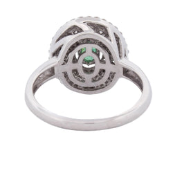 Bague Entourage en or blanc, émeraude et diamants - Castafiore